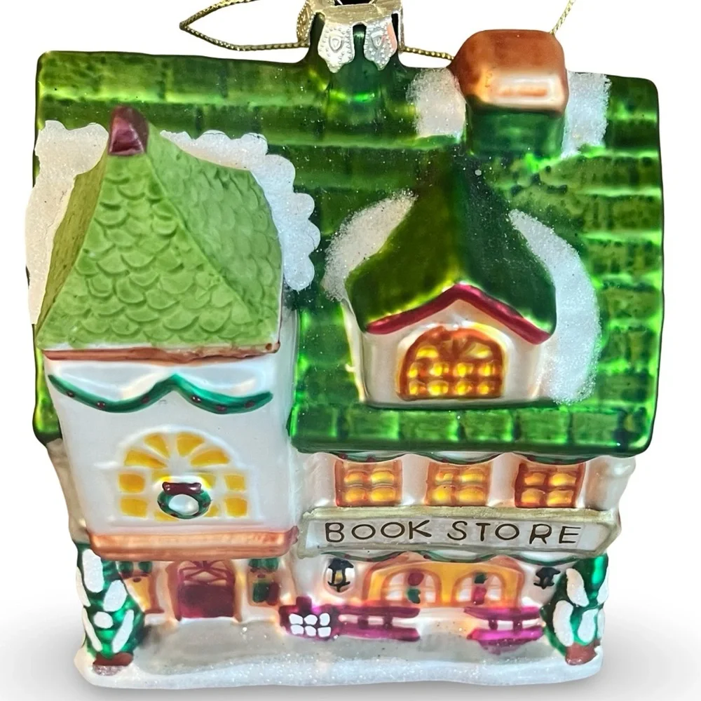 Northlight Glittered Bookstore Glass Ornament
